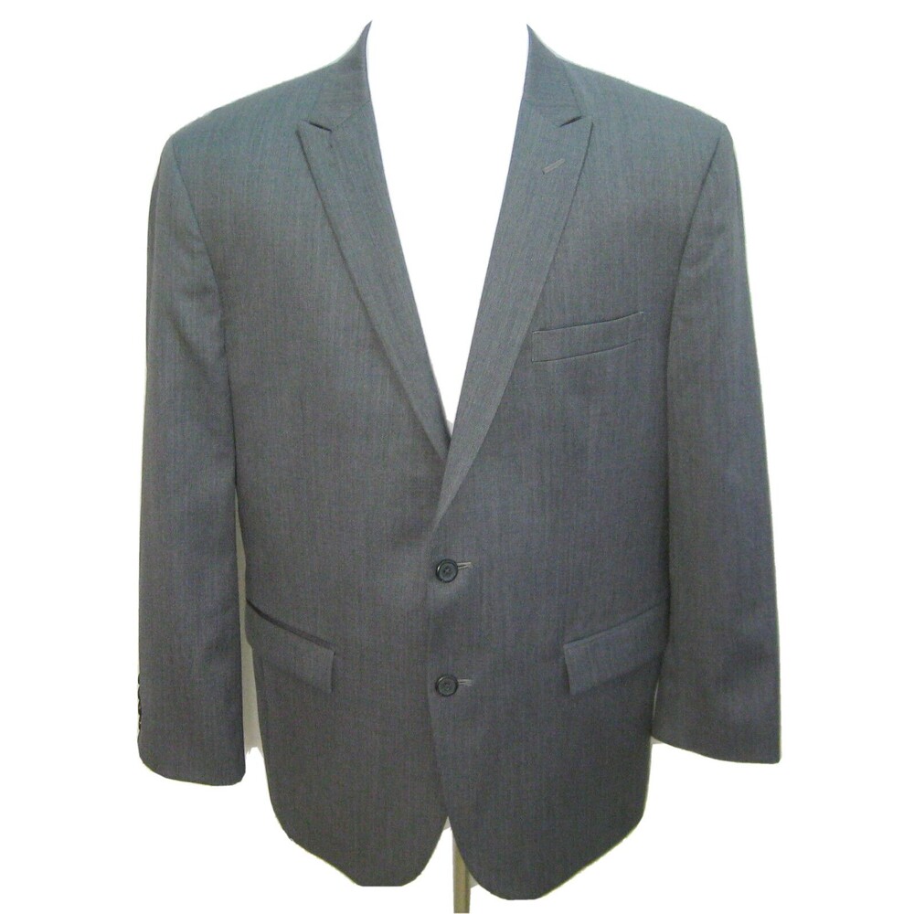 EGARA Men's (Size 46R) Gray 2 Button 100% Wool Sport Coat Blazer Suit Jacket